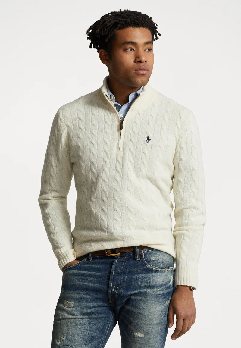 Suéter Polo Ralph Lauren Trenzado com Meio Zíper