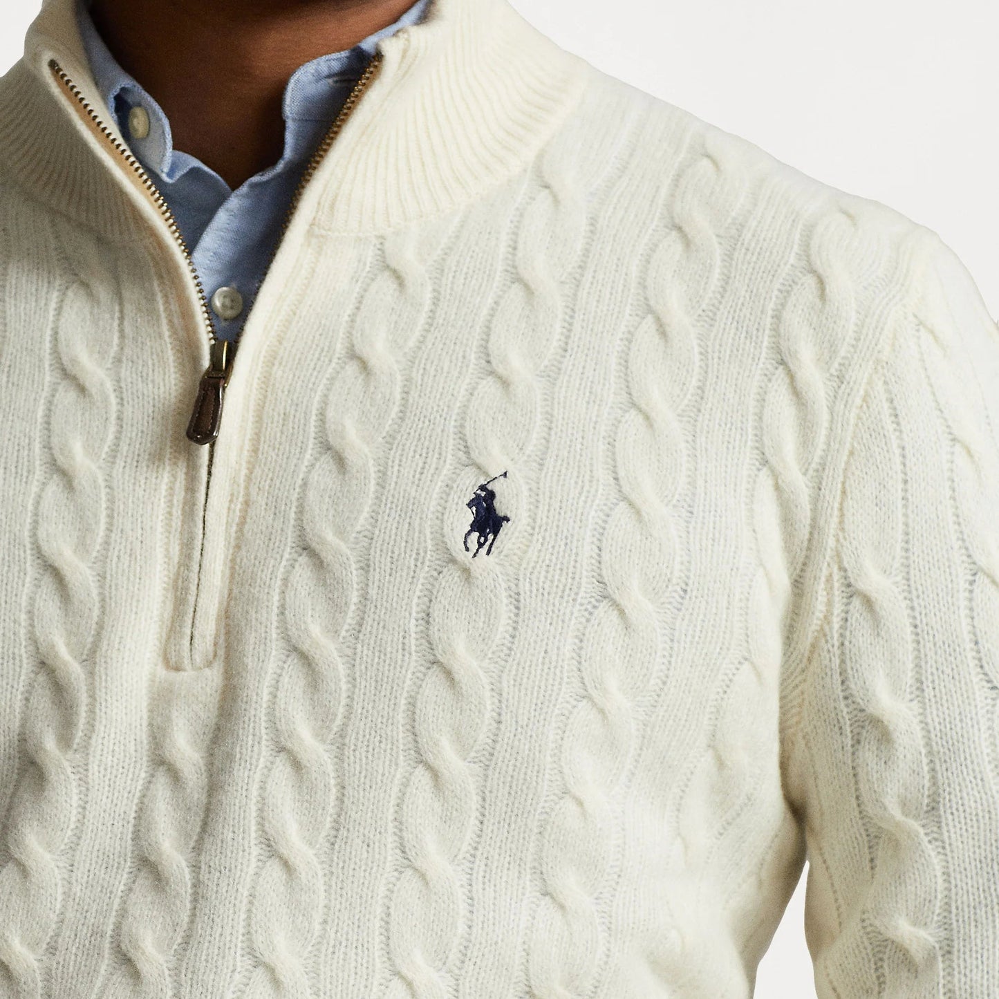 Suéter Polo Ralph Lauren Trenzado com Meio Zíper